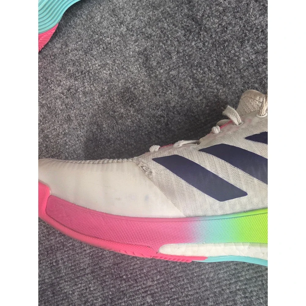 Adidas Crazyflight Mens 10 Volleyball Shoes White Neon‎ Gradient Boost Indoor
